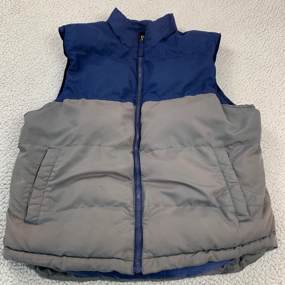 St. Johns Bay Puffer Vest Mens L Blue Grey‎ Colorblock Quilted Full Zip